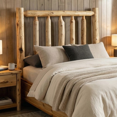 King Traditional Log Headboard Only