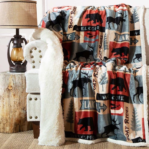 Lake Collage Plush Throw