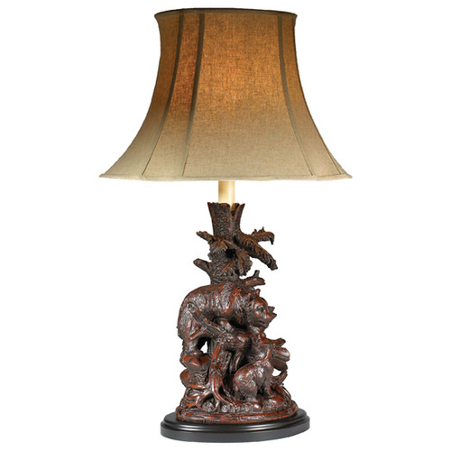 There You Are Black Forest Lamp with Linen Shade