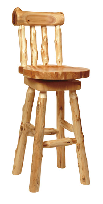 Log Counterstool with Back - 24 Inch