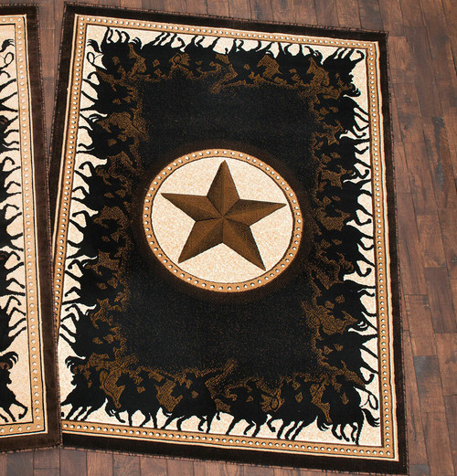 Lone Star Riders Black Rug - 8 x 10