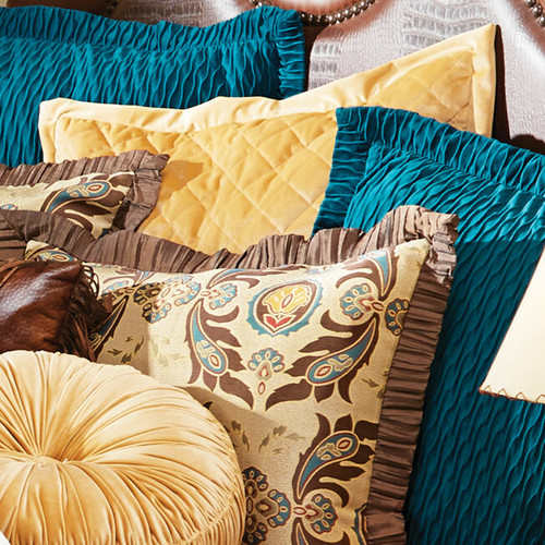 Loretta Quilted Gold Velvet Euro Sham - OUT OF STOCK UNTIL 06/04/2025