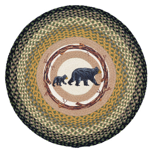 Mama and Baby Bear Round Braided Rug