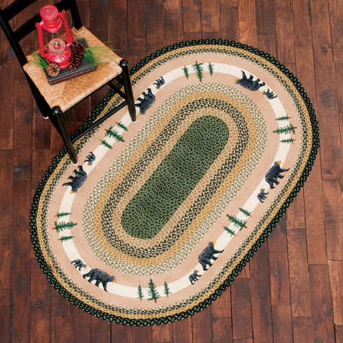 Mama Black Bear & Cub Braided Rug - 2 x 4