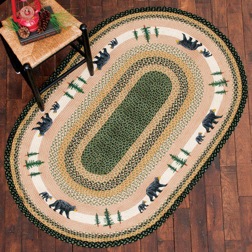 Mama Black Bear & Cub Braided Rug - 5 x 8