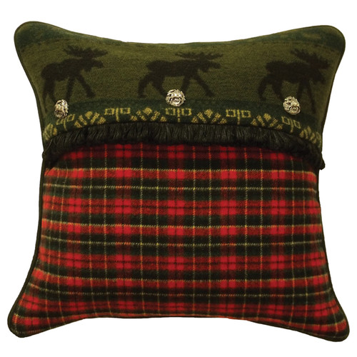 McWoods 1 Plaid Pillow with Moose Buttons