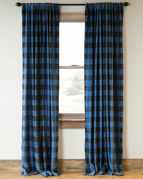 Blue Buffalo Check Window Treatments