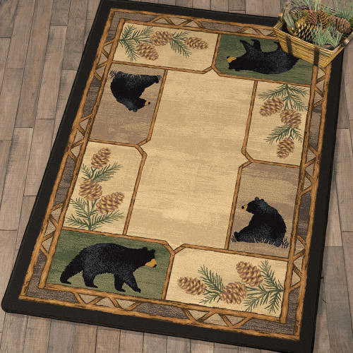 Mellow Mornings Black Bear Rug - 11 x 13