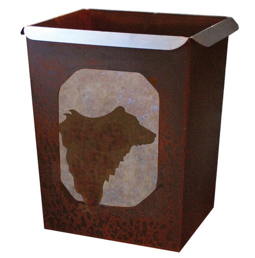 Metal Art Bear Waste Basket