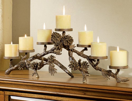 Metal Pinecone Candelabra