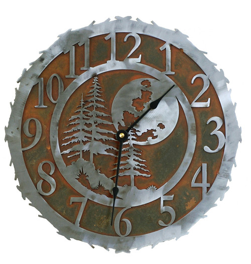 Midnight Moon Metal Art Clock - 12 Inch