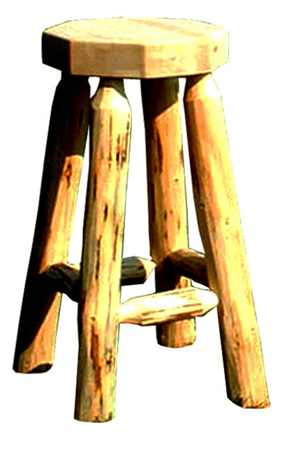 Unfinished Hand-Peeled Rustic Barstool w/o Back