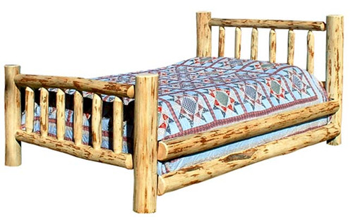 Unfinished Hand-Peeled Rustic California King Bed
