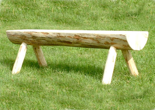 Unfinished Hand-Peeled Rustic Log Bench - 5 Feet