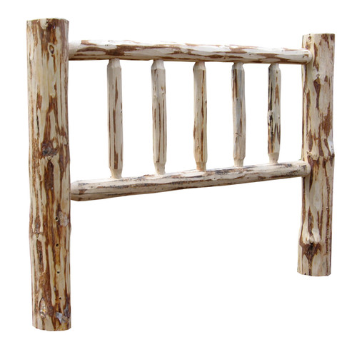 Lacquer Finish Hand-Peeled Rustic Log Headboard - Full