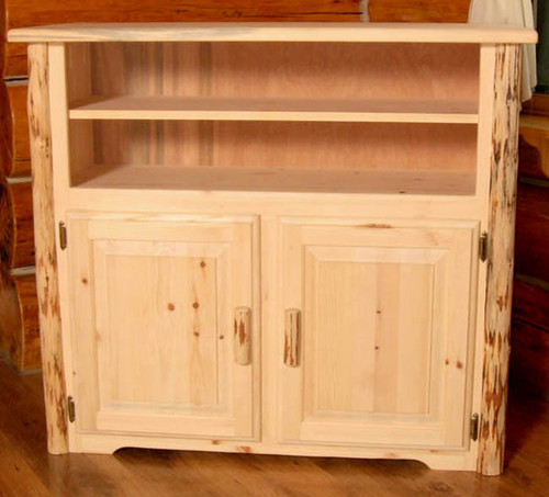 Unfinished Hand-Peeled Rustic Media Center