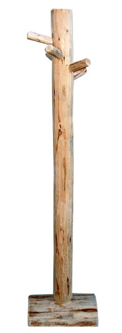 Lacquer Finish Hand-Peeled Rustic Coat Tree