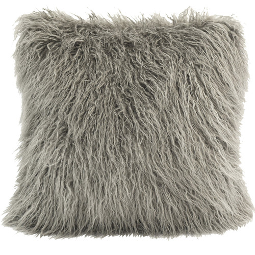 Mongolian Gray Faux Fur Pillow - OUT OF STOCK UNTIL 06/18/2025