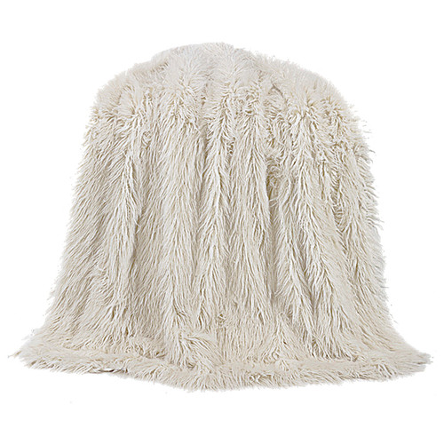 Mongolian White Faux Fur Throw
