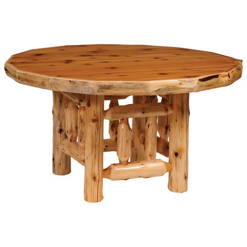 Cedar Log Standard Finish Round Dining Table