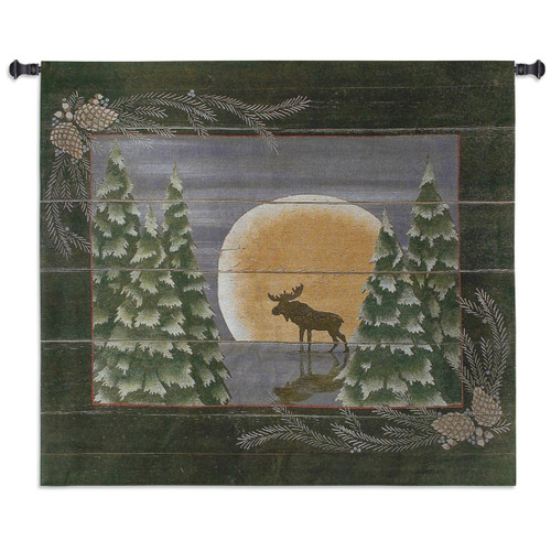 Moonlight Moose Large Wall Tapestry