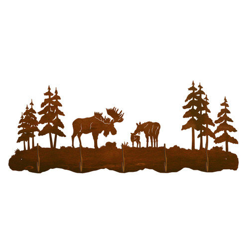 Moose Family II Scenic 5 Hook Coat Rack