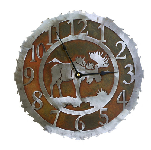 Moose Metal Art Clock - 12 Inch