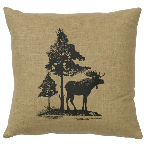 Moose Tree Linen Pillow - Straw