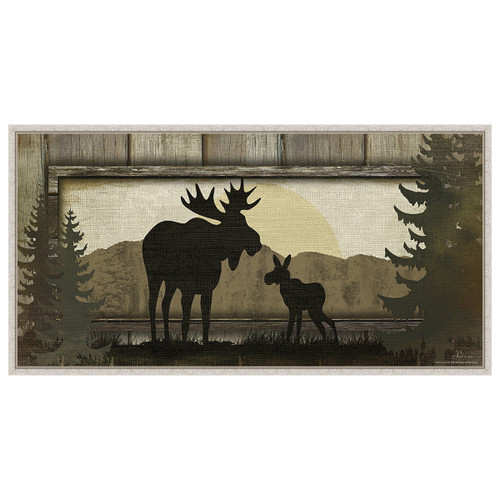 Moose White Framed Canvas