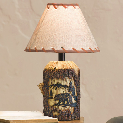Mountain Bear Bark Table Lamp