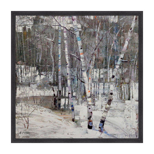 Mountain Forest in Winter Framed Canvas