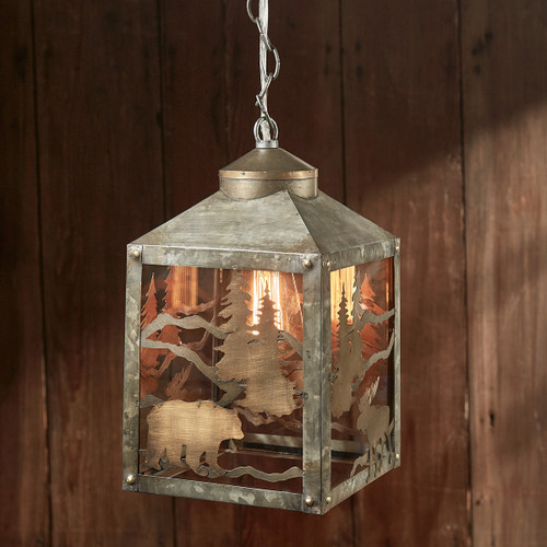 Mountain Moose & Bear Pendant Light