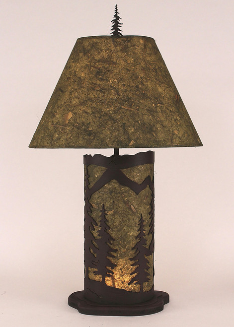 Mountain Scene Table Lamp with Nightlight - Green