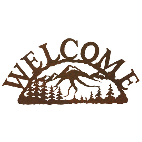 Mountain Scene Welcome Sign