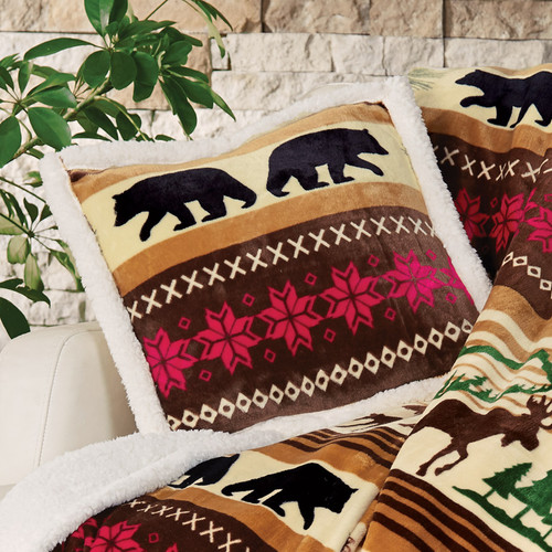 Mountain Wildlife Plush Pillow