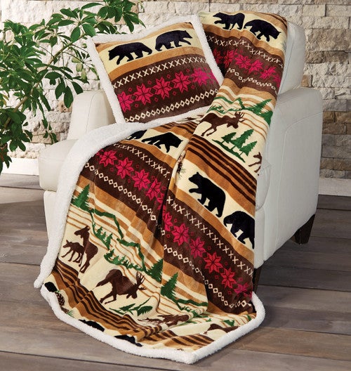 Mountain Wildlife Plush Throw