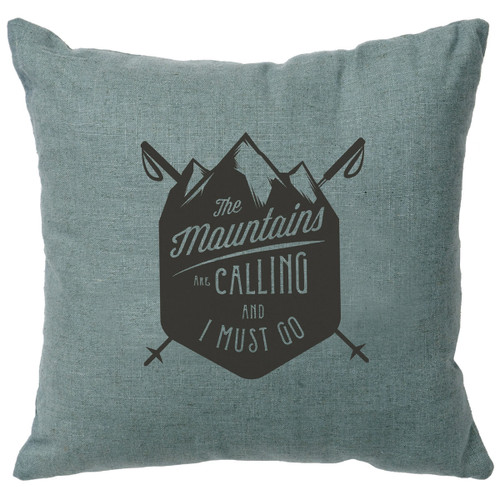 Mountains are Calling Linen Pillow - Ocean