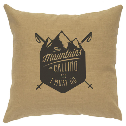 Mountains are Calling Linen Pillow - Straw