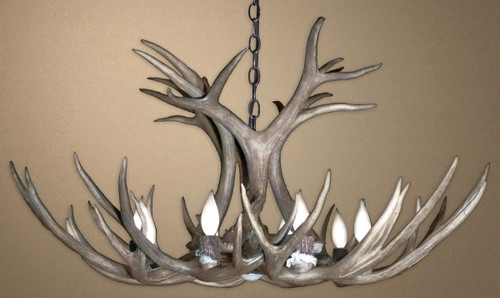 Real Mule Deer Antler Single Tier Chandelier - Extra Large