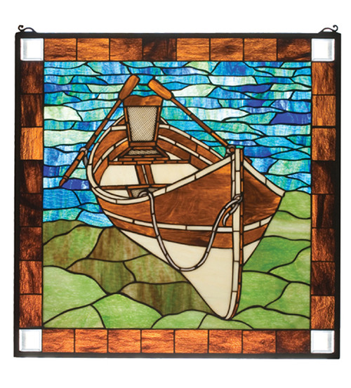 Beached Guideboat Stained Glass Window
