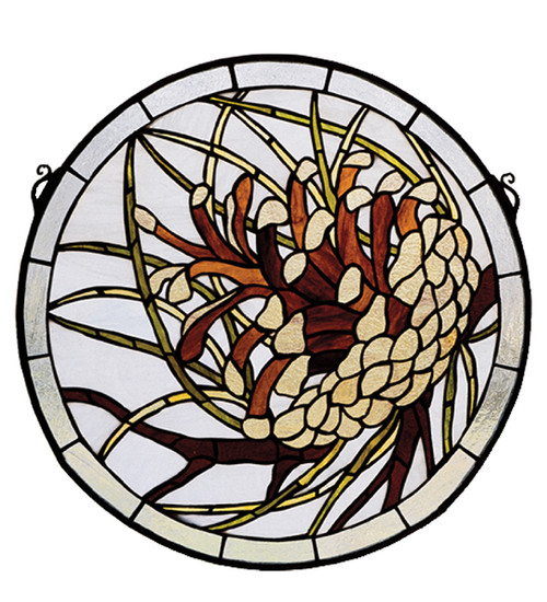 Pinecone Medallion Stained Glass Window