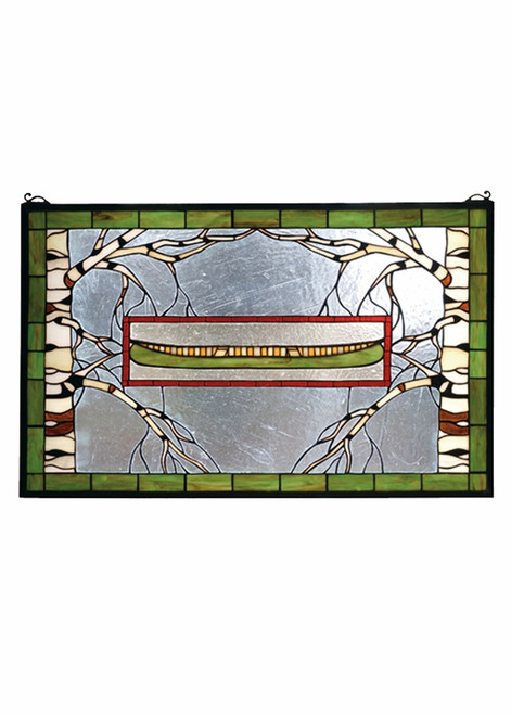 North Country Canoe Stained Glass Window
