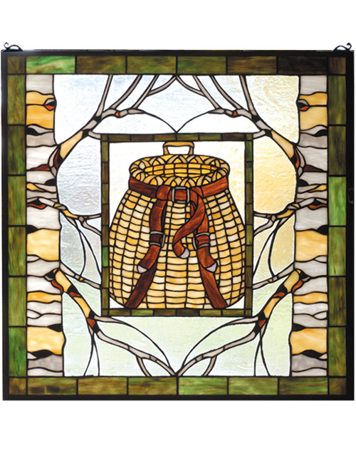 Pack Basket Stained Glass Window - 24 Inch