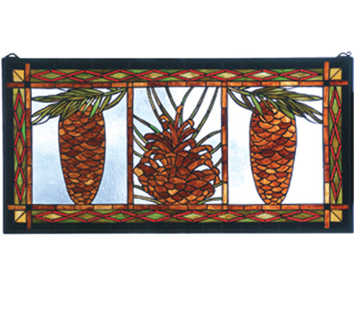 Northwoods Pinecone Stained Glass Window