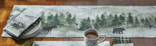 Mystic Forest Moose & Bear Table Runner - 36 Inch