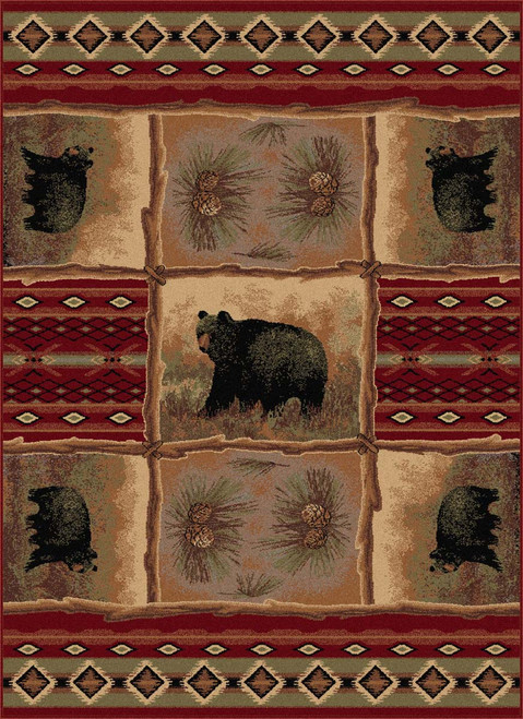 Nature Bear and Pinecone Rug - 5 x 8