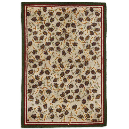 Northwoods Beige Cones Hooked Wool Rug - 6 x 9 - OUT OF STOCK UNTIL 08/05/2025