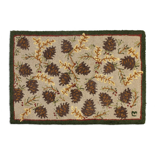 Northwoods Cones Hooked Wool Rug - OUT OF STOCK UNTIL 07/03/2025