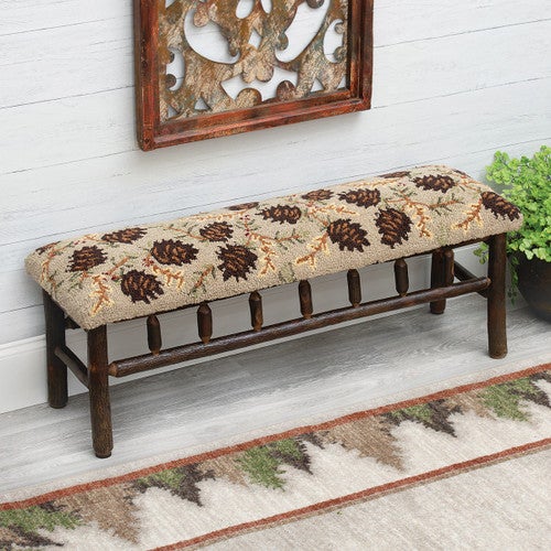 Northwoods Pinecones Hickory Bench - Large