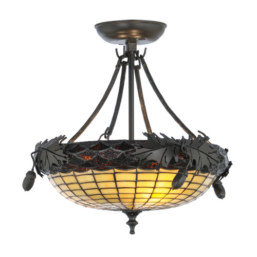 Oak Panes Semi Flush Mount Fixture